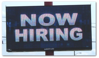 LED sign photo Now Hiring