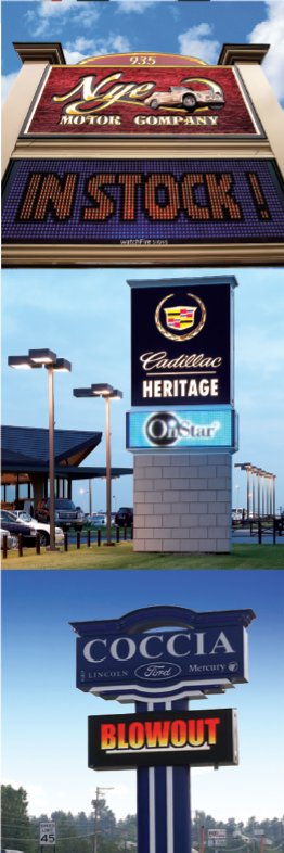 Photos of LED signs at auto dealers