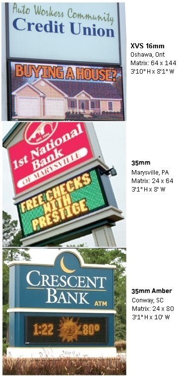 Photos of LED signs at financial institutions