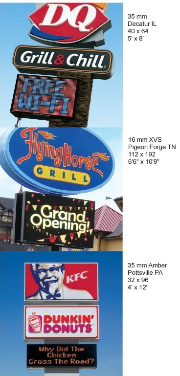 Photos of LED signs at restaurants